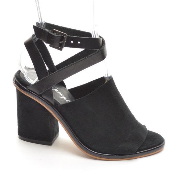 Free People See Ya There Black Suede Strap Sandals 36 - Picture 4 of 7